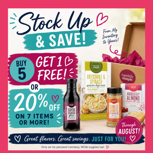 TS by Gail J August inventory sale – pick 5 products and get the 6th free, or save 20% on 7 or more in-stock items