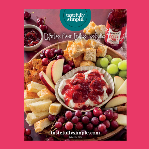 Tastefully Simple 2026 Fall Winter Catalog featuring new and returning seasonal food products