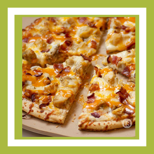 Buffalo Ranch Chicken Pizza made with Tastefully Simple Garlic Parmesan Wing Sauce and Makin’ Magic Chicken