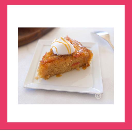 Caramel Apple Upside-Down Cake made with Tastefully Simple Nana’s Apple Cake Mix and fresh apples