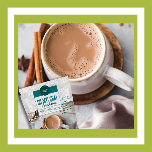 Tastefully Simple Oh My! Chai drink mix with warm chai spices for a cozy hot or iced beverage