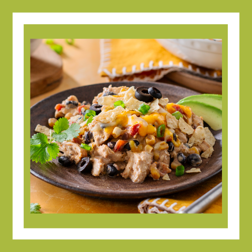 Tastefully Simple ONE Pot Mexican Casserole Mix for an easy, flavorful chicken, bean, corn and tomato casserole topped with cheese