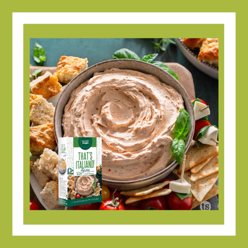 Tastefully Simple That’s Italiano Dip Mix with tomato, basil and mozzarella flavors for dips, sauces, pizza and more