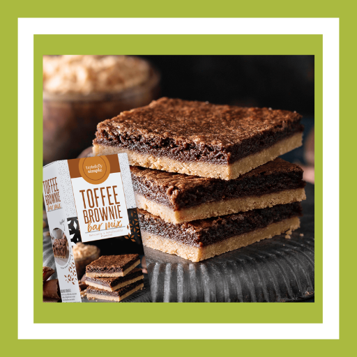 Tastefully Simple Toffee Brownie Bar Mix for rich, fudgy brownies with a sweet, crunchy toffee bottom layer