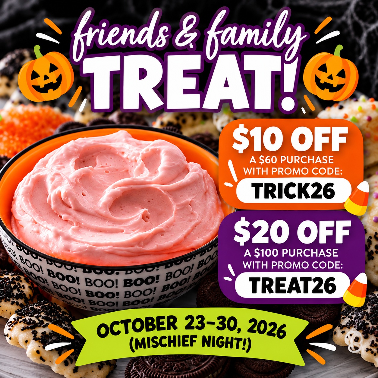 🎃 TRICK OR TREAT… YOUR CHOICE! 🍬

The Tastefully Simple Friends & Family Sale is ON!

👻 $10 OFF $60+ | TRICK26

🧡 $20 OFF $100+ | TREAT26

Stock up on delicious seasonings, easy meal mixes and holiday gifts!

⏰ Ends October 30th — Mischief Night!

🛍️ Shop through the link in my bio!

#TastefullySimple #TastefullySimpleWithGail #HalloweenSavings #FriendsAndFamilySale #EasyDinnerIdeas #ChristmasGiftIdeas #FoodieFinds